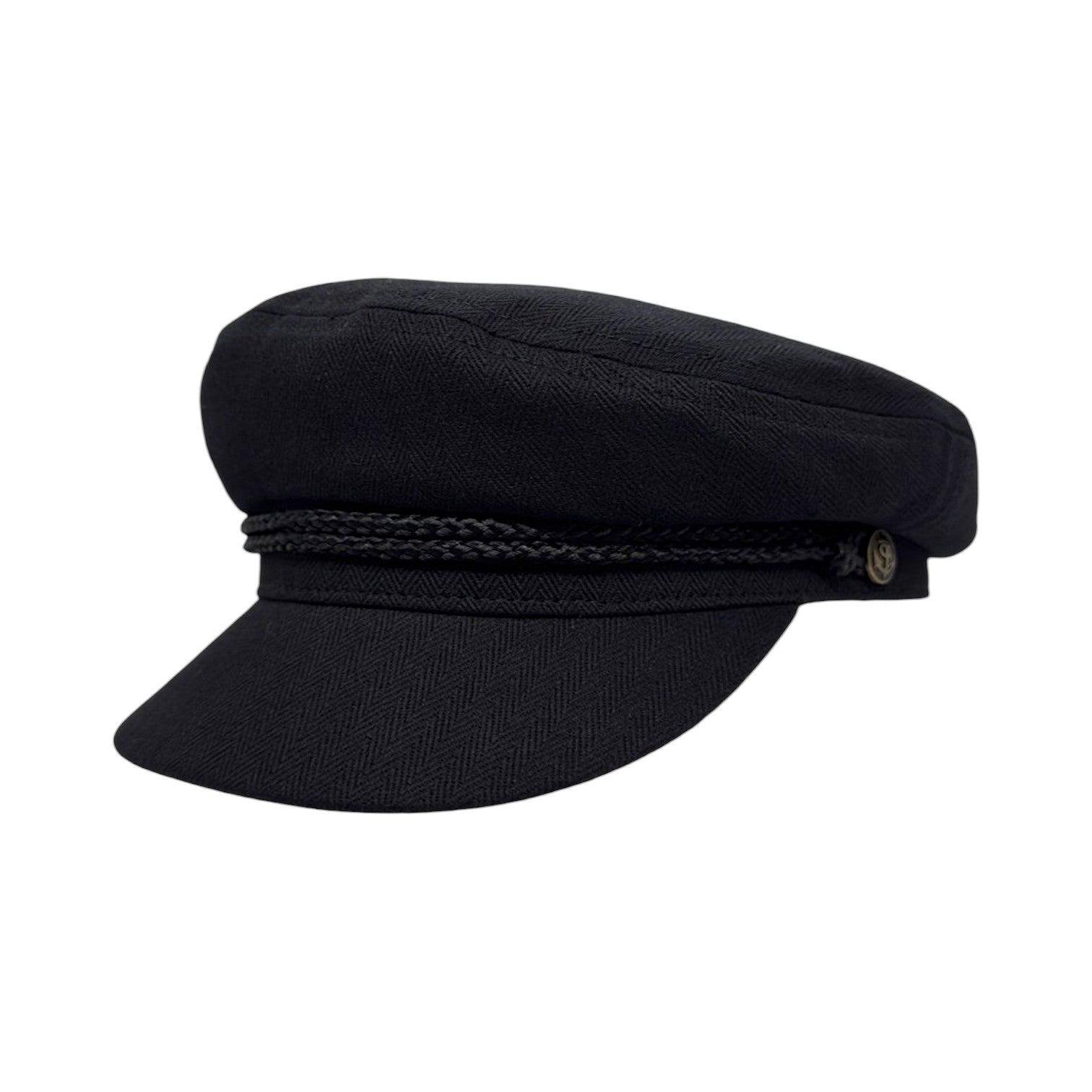 Fiddler Fisherman Style Herringbone Black Cap