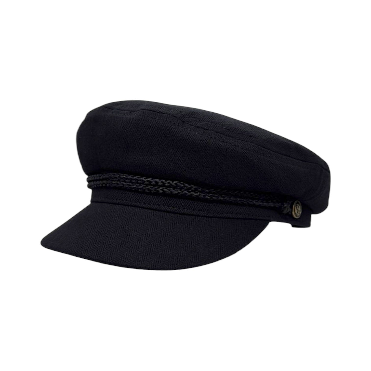 Fiddler Fisherman Style Herringbone Black Cap