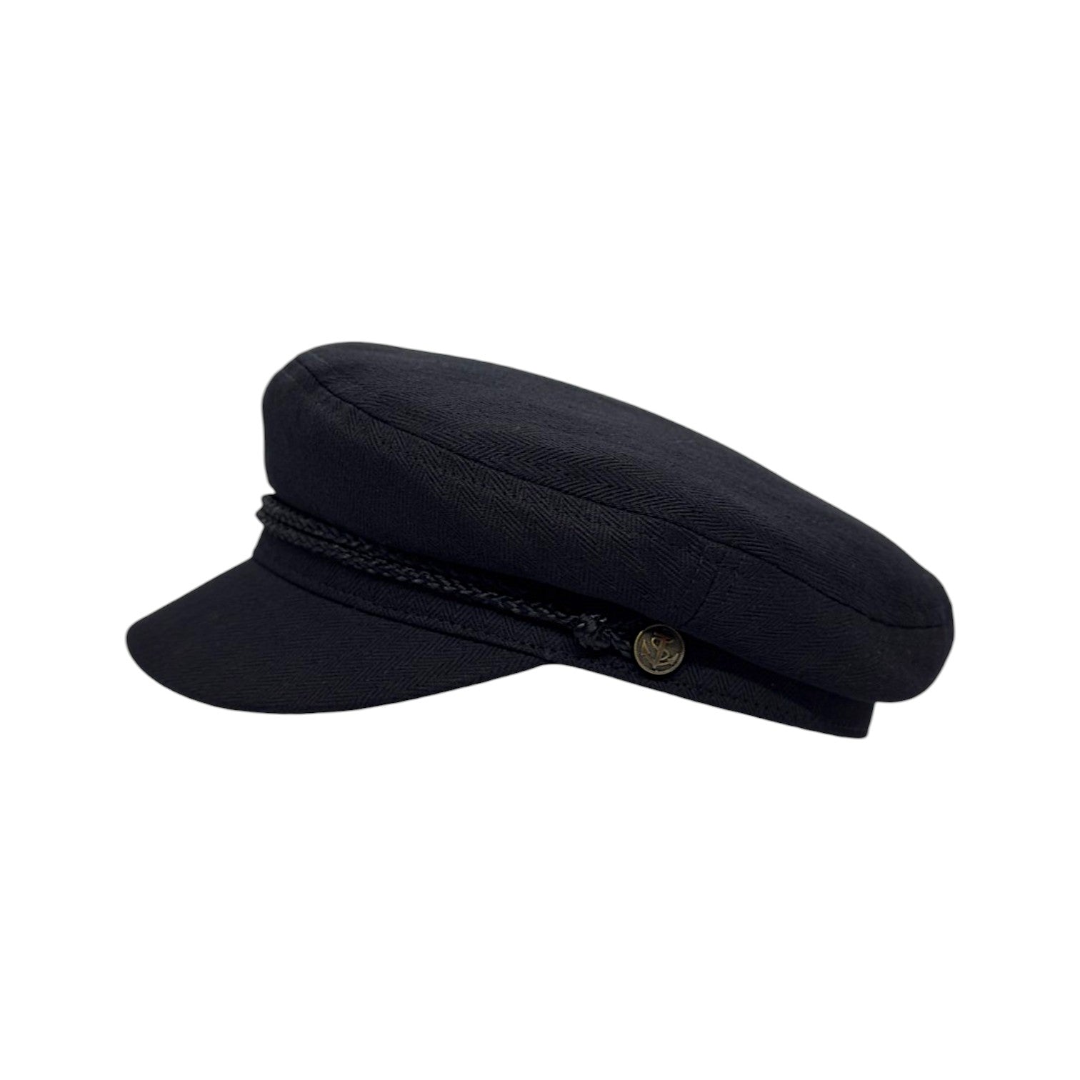 Fiddler Fisherman Style Herringbone Black Cap