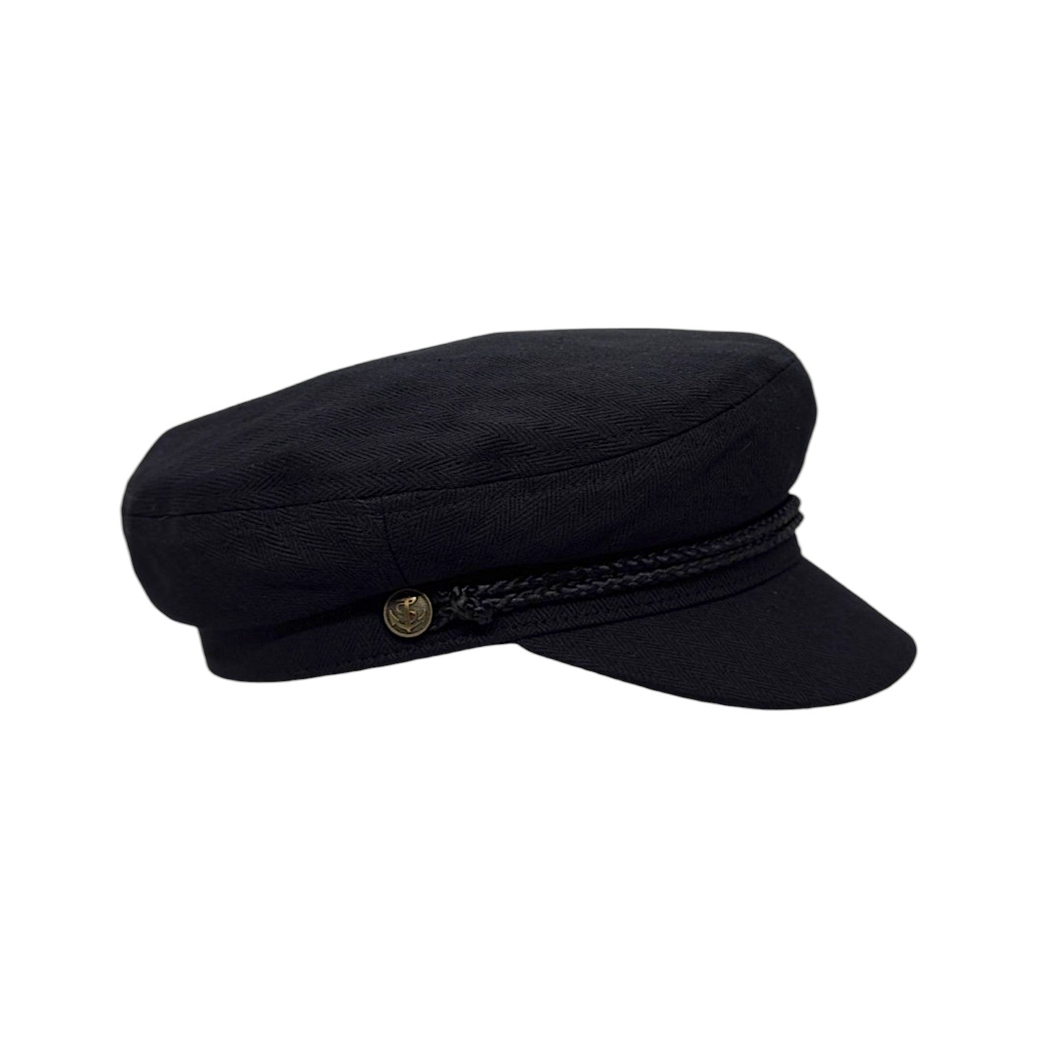 Fiddler Fisherman Style Herringbone Black Cap